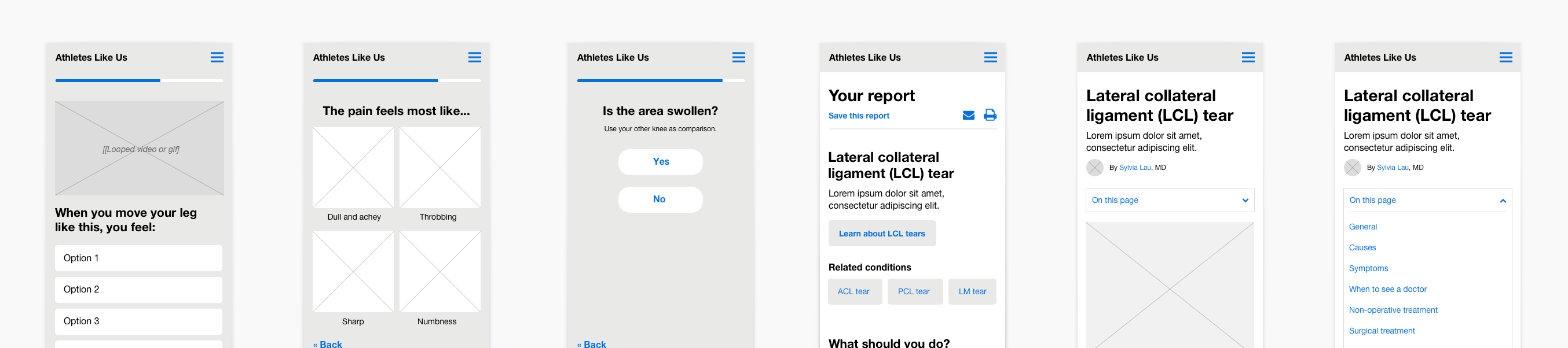 Symptom checker wireframes 2